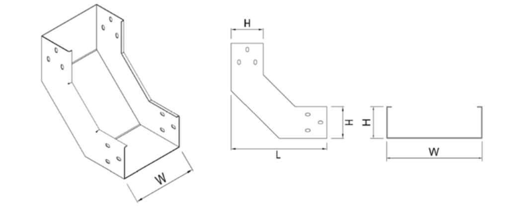 Máng cáp co đứng trong 90°