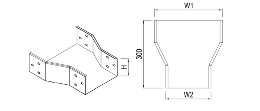 Máng cáp giảm 1 cấp 2 bên