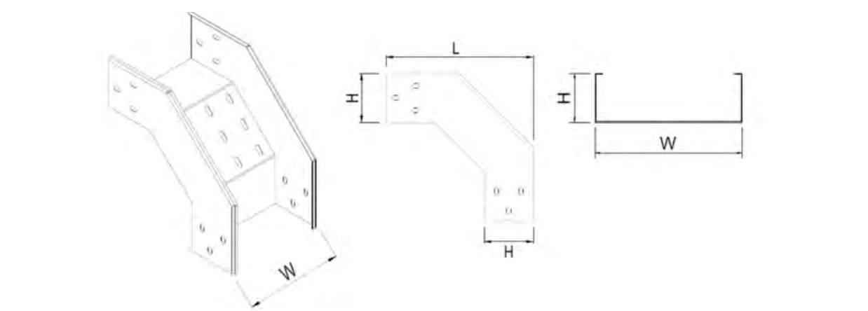 Tray cáp co đứng ngoài 90°