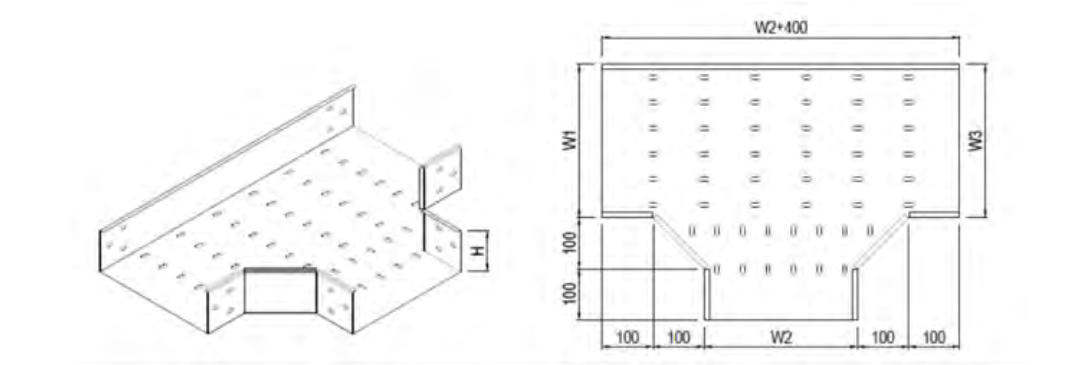 Tray cáp ngã ba bằng nhau